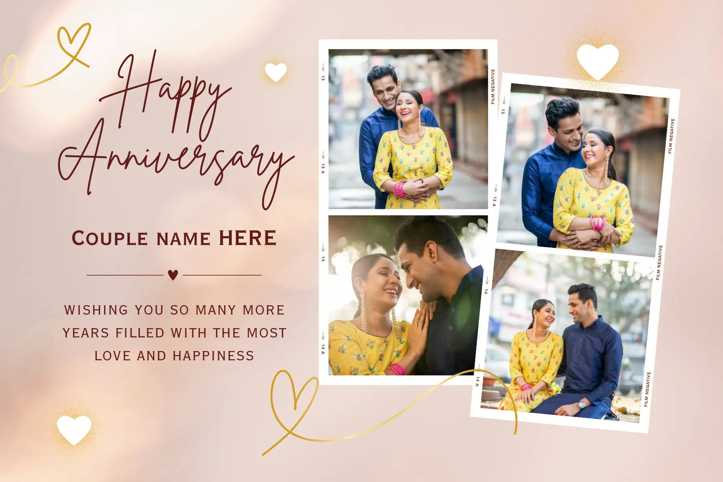 Anniversary Photo Lithophane Frame with Personalized Message & 4 Photos