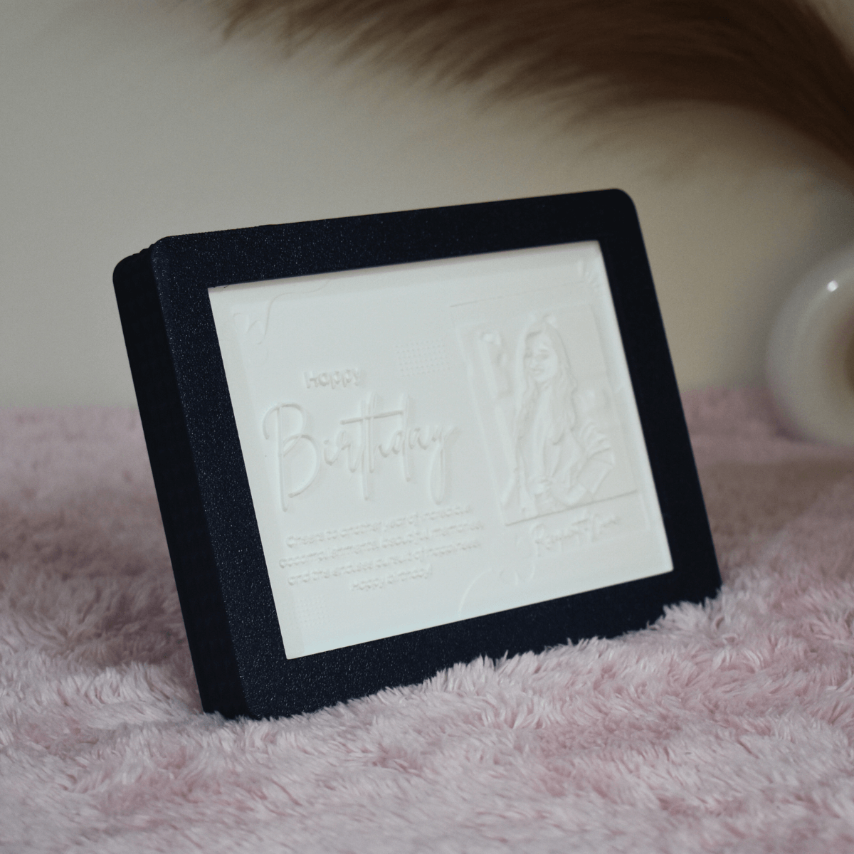 Elegant Modern Birthday Photo Lithophane Frame - Personalized For Her