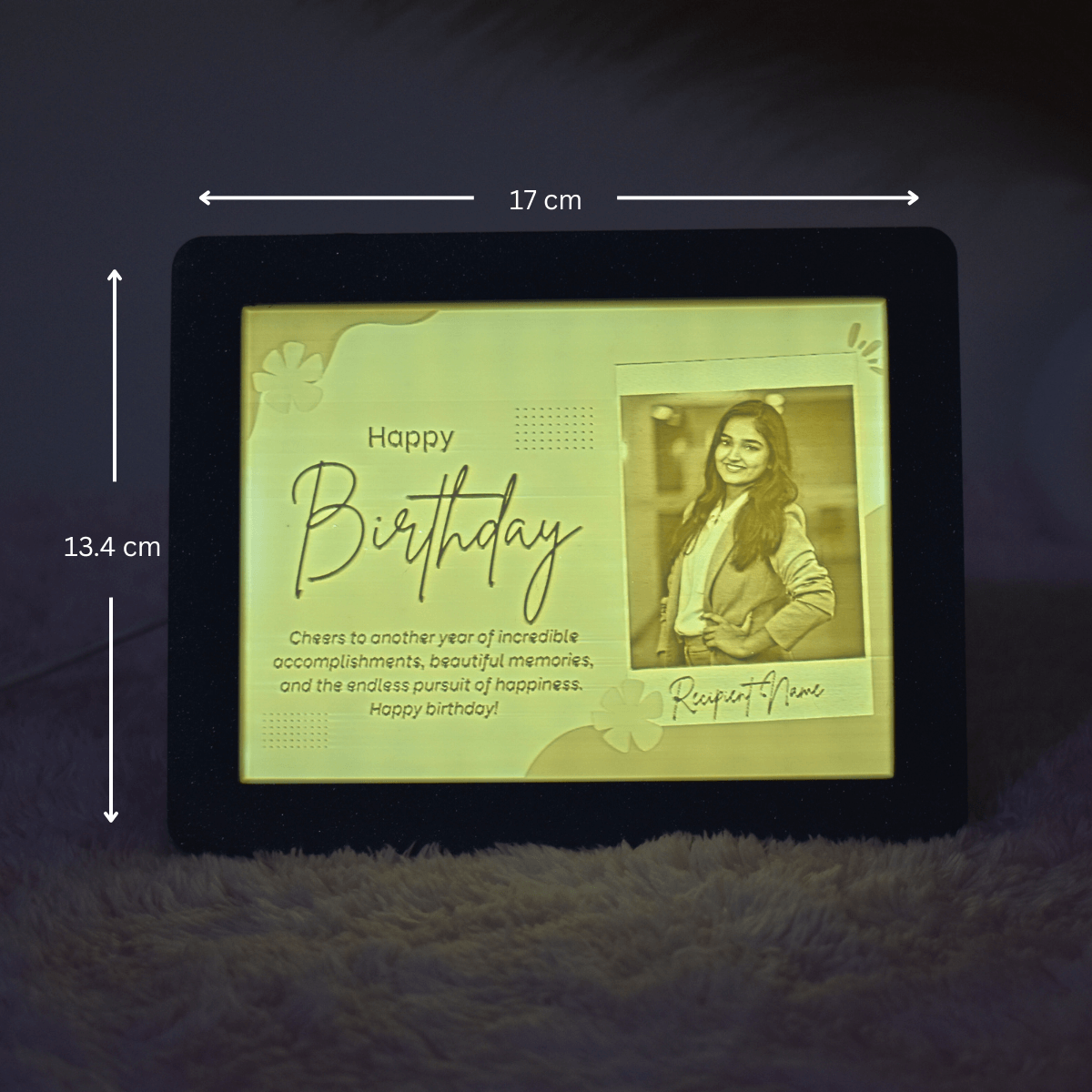 Elegant Modern Birthday Photo Lithophane Frame - Personalized For Her