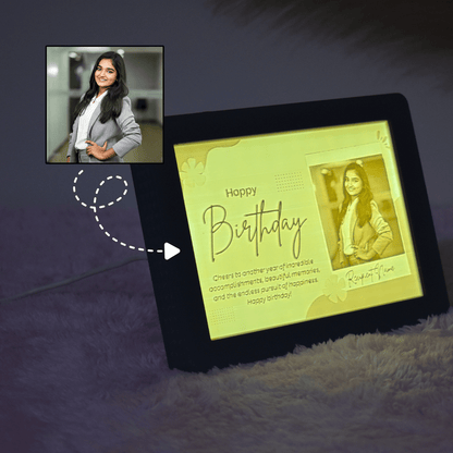 Elegant Modern Birthday Photo Lithophane Frame - Personalized For Her