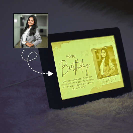 Elegant Modern Birthday Photo Lithophane Frame - Personalized For Her
