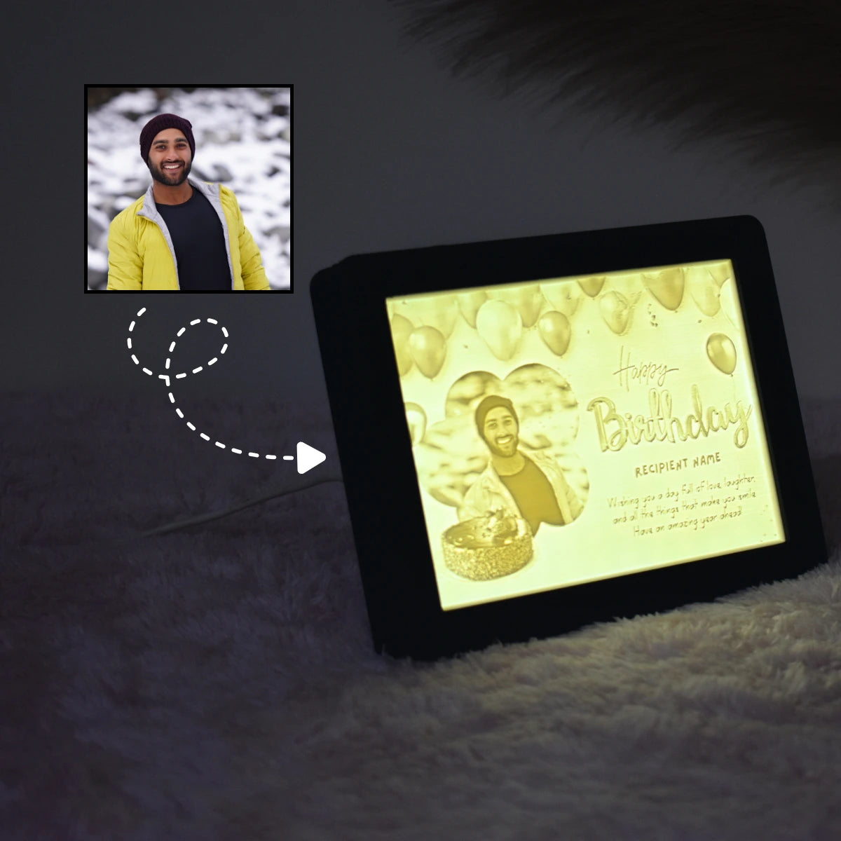 Personalized Birthday Photo Lithophane Frame For Him